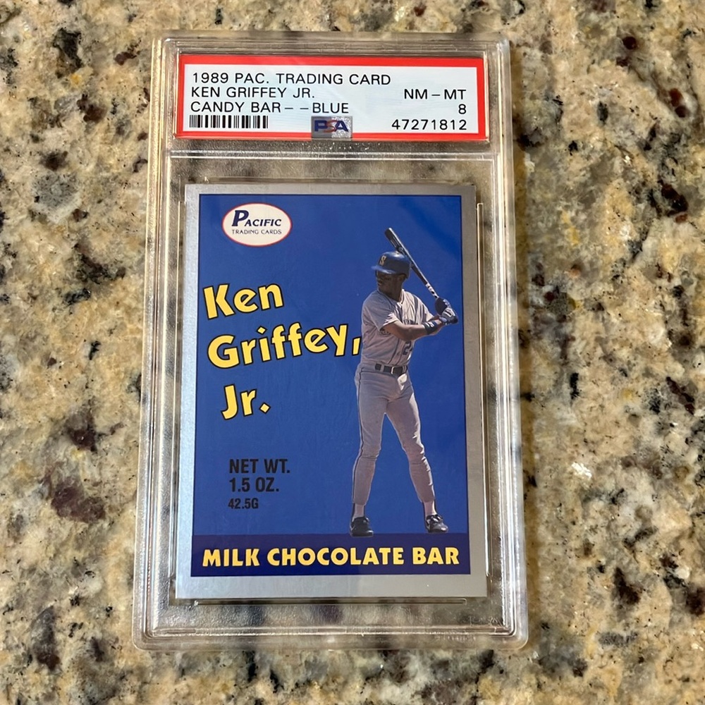 1989 PACIFIC TRADING CANDY BAR BLUE KEN GRIFFEY JR RC PSA 8 NM-MT MARINERS